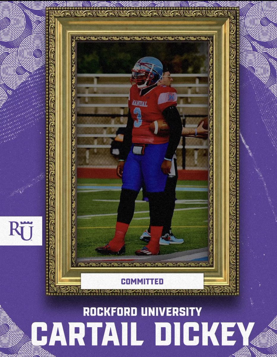 I would like to thank god and my family for this opportunity and with that being said I would like to announce that I will be committing to ROCKFORD UNIVERSITY 🟪🪵🪓 thank you too @coach_cal_cal and @RockfordUFB