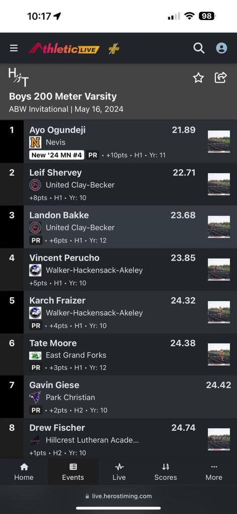 Ayomide Ogundeji (@ayomide_a20) on Twitter photo Got two new PR's in the 100m and 200m yesterday, and I'm currently ranked #4 in the state of minnesota in the 200m!
@CoachMeyersSDSU <a href="/jschwenzfeier/">Joel Schwenzfeier</a> <a href="/JamoBrown_/">Jamison Brown</a> <a href="/CoachParnell/">A.J. Parnell</a> <a href="/Reece_Vega/">Reece Vega</a> Got two new PR's in the 100m and 200m yesterday, and I'm currently ranked #4 in the state of minnesota in the 200m!
@CoachMeyersSDSU <a href="/jschwenzfeier/">Joel Schwenzfeier</a> <a href="/JamoBrown_/">Jamison Brown</a> <a href="/CoachParnell/">A.J. Parnell</a> <a href="/Reece_Vega/">Reece Vega</a>