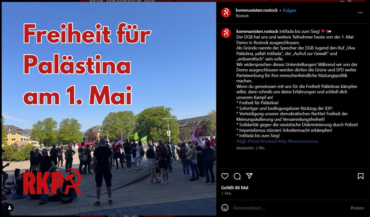 bildwerkrostock's tweet photo. und weil eine antisemitische rote Trachtentruppe in der Stadt ja noch nicht reicht, gibts nun auch noch #derFunke in Rostock.
kennt ihr nicht?
dann fragt mal @serbinnen oder @joehwien 
intifada bis zum Sieg, sach ich mal https://t.co/Enj604S1u0