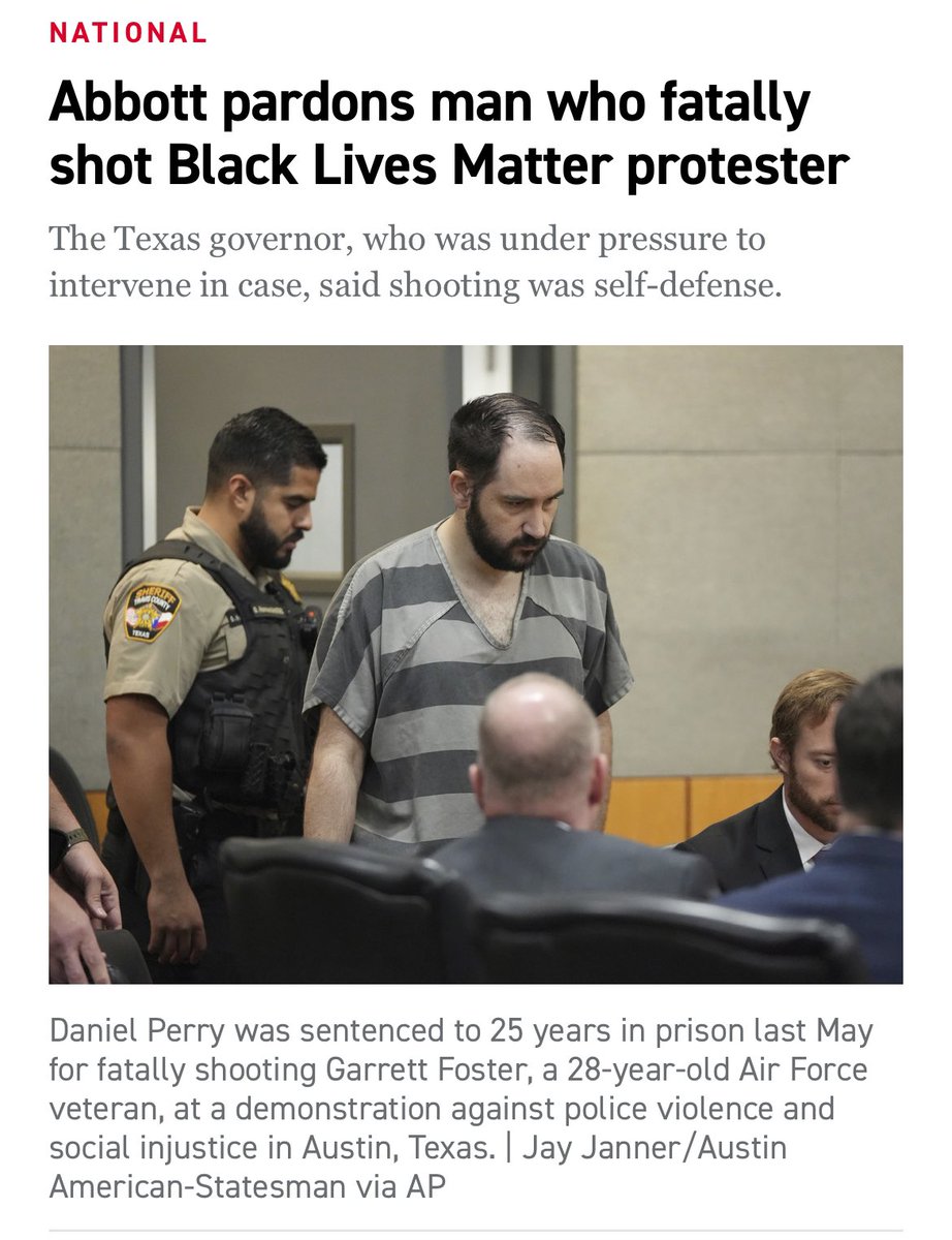 There are innocent Black men like Julius Jones serving life in prison, but a white man who was rightfully convicted of murder gets pardoned. Would Perry have been pardoned if he was Black? What about if he killed an insurrectionist instead of someone advocating for Black lives?