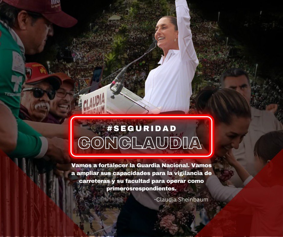 elvavigilmx's tweet photo. ¡Vamos a fortalecer la Guardia Nacional! 🇲🇽

#SeguridadConClaudia https://t.co/q0QcXpnux1