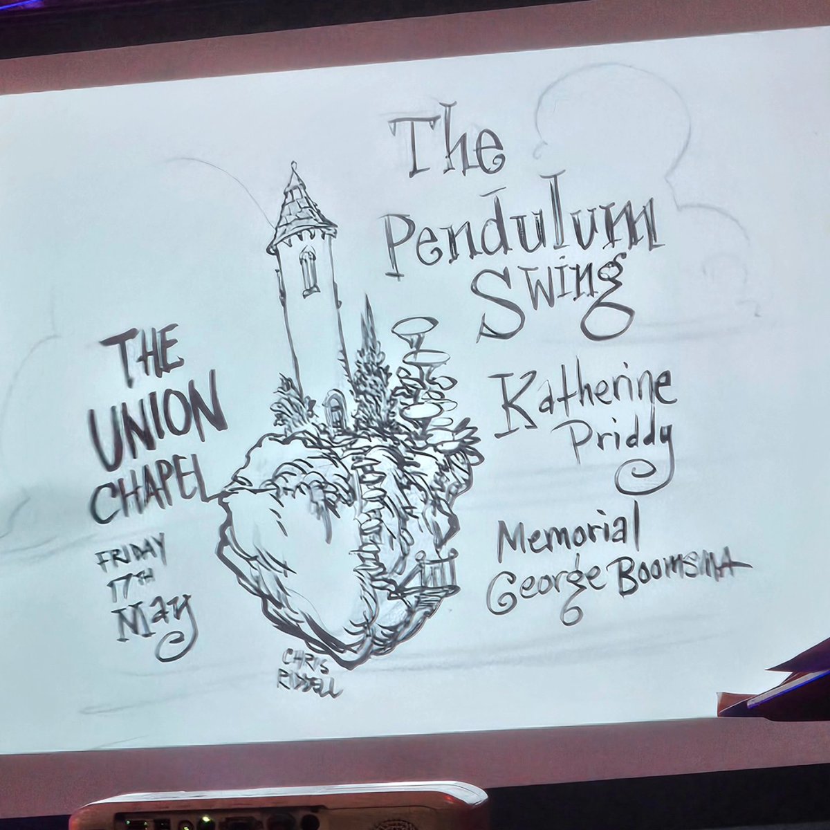 Spent evening with @KatherinePriddy, what an evening! Glorious gig @UnionChapelUK, with support from @GeorgeBoomsma & Memorial, with beautiful drawings from @chrisriddell50. Is there anything more special that hugely talented artists performing live music in beautiful setting.