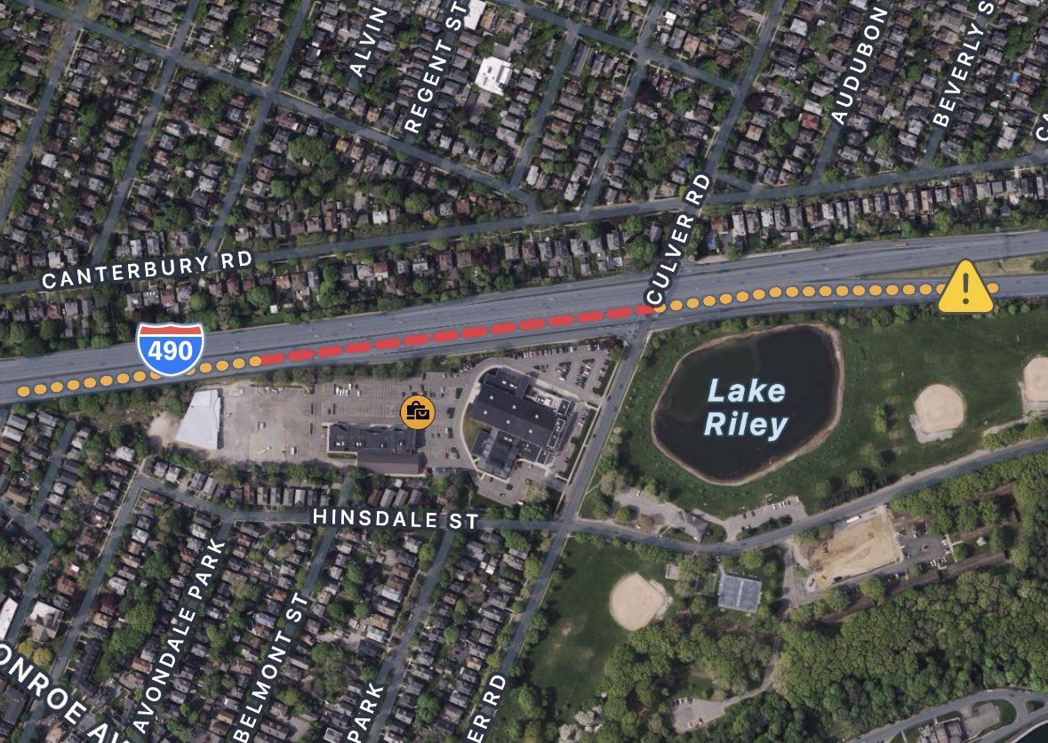 ⚠️Traffic Alert⚠️ 490EB at the Culver Rd overpass has substantial flooding across all 3 lanes causing traffic to slow. The right lane has the most water. The Culver on ramp to 490WB also is flooded at the bottom. #Roc @SPECNews1ROC