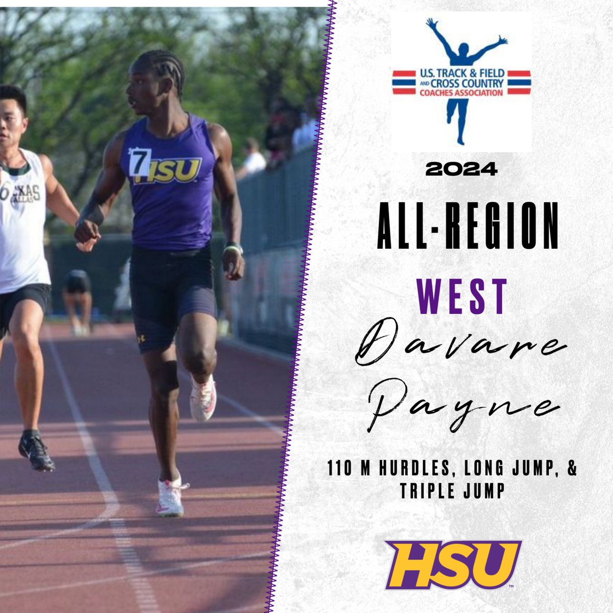 HSUAthletics's tweet photo. Congratulations to Davare Payne on being named to the USTFCCCA All-Region team. https://t.co/JDPV2db42P