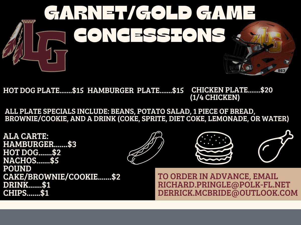 It’s too late to preorder, but bring your appetites because we will be selling dinners until we run out tomorrow night and join us in the Garnet and Gold Game and Football Alumni night. @LGHSOfficial #BOE #PullTheRope @CoachRPringle