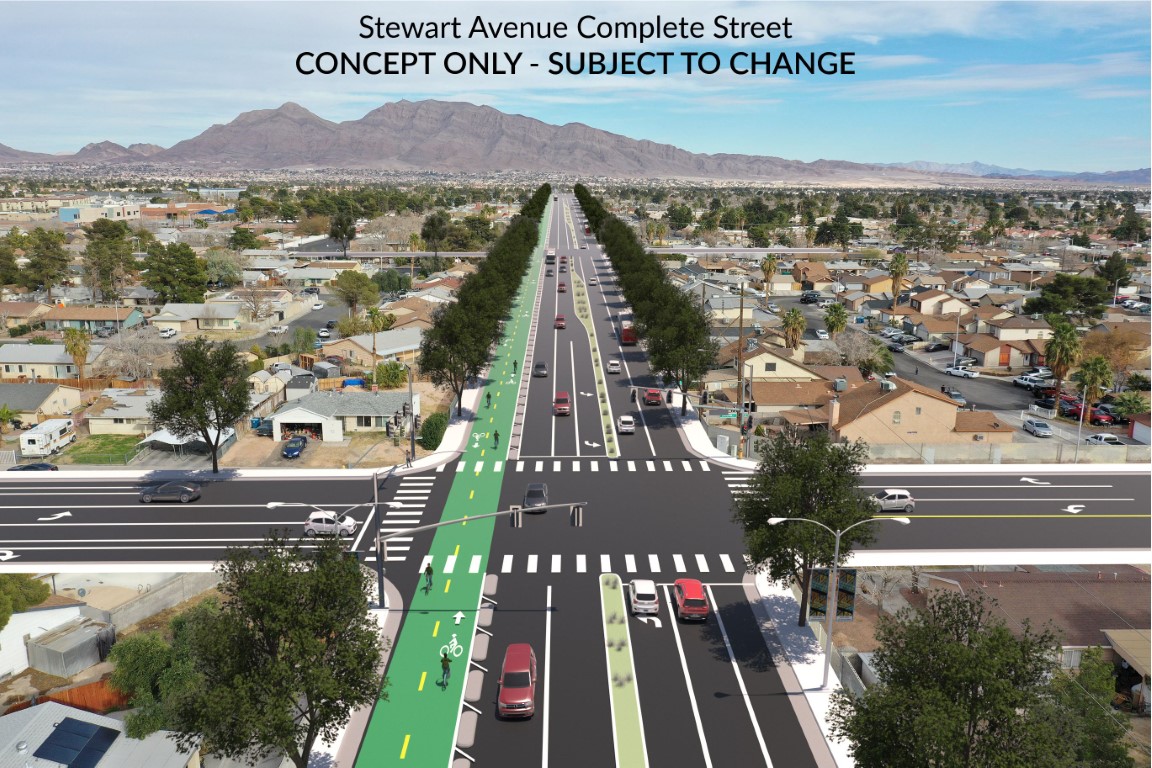 Vegas residents are invited to attend our neighborhood meeting about the Stewart Avenue Complete Streets Project: May 29, 2024 at 5:30pm 📅 East Las Vegas Community Center, 250 N. Eastern Ave. 📍 Spanish interpreters will be available lasvegasnevada.gov/StewartProject