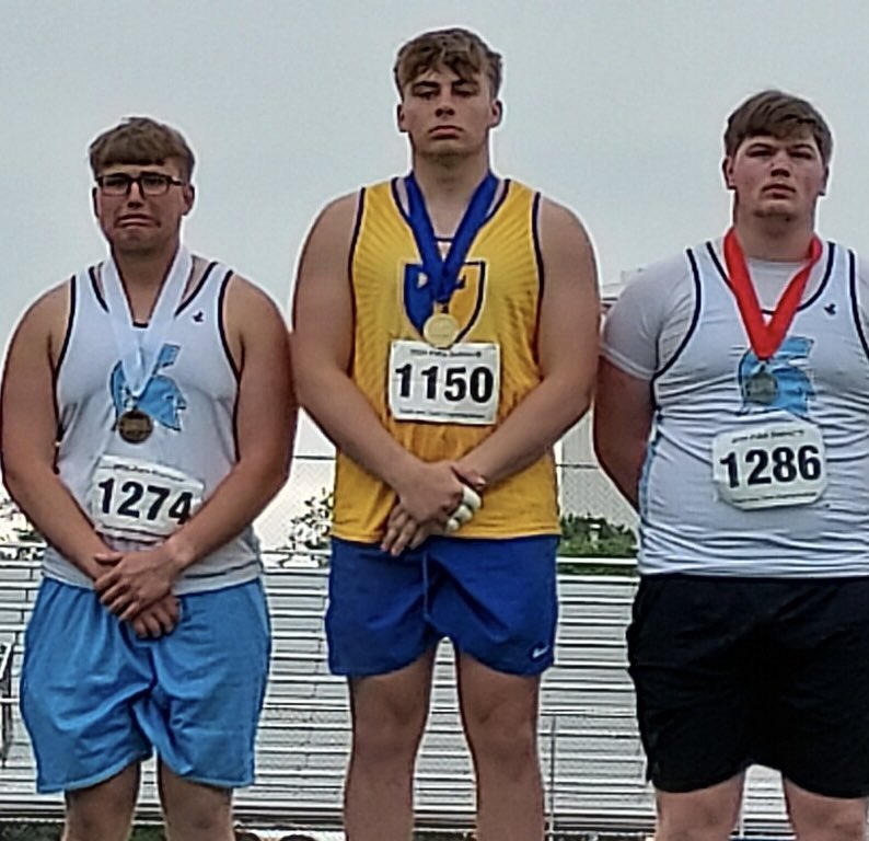 Julie Pelchar Cohen (@juliepcohen) on Twitter photo Tulpehocken sophomore Jack Heckman wins 2A shot put gold for a 1-2-3 Berks finish at Friday’s District 3 Track and Field Championships at Shippensburg. Wyomissing’s Max Tipton, right, takes silver and teammate Isaac Focht bronze.
<a href="/MDrago59/">Mike Drago</a> <a href="/Wyospartans/">Wyo Spartans</a> Tulpehocken sophomore Jack Heckman wins 2A shot put gold for a 1-2-3 Berks finish at Friday’s District 3 Track and Field Championships at Shippensburg. Wyomissing’s Max Tipton, right, takes silver and teammate Isaac Focht bronze.
<a href="/MDrago59/">Mike Drago</a> <a href="/Wyospartans/">Wyo Spartans</a>