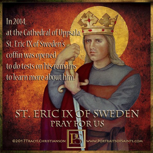 Happy Feast Day St. Eric King of Sweden, pray for us!  He was a father & servant. He codified the laws called King Eric Laws (Code of Uppland)  bit.ly/3fudi3U