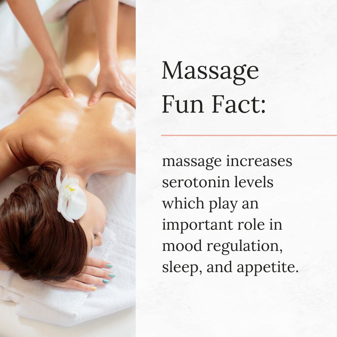 Just another one of the many benefits of massage for your Friday🤩 Boost your serotonin levels and uplift your spirits with a rejuvenating massage this weekend!

#massagebenefits #funfact #serotoninbooster #birdrockmassage