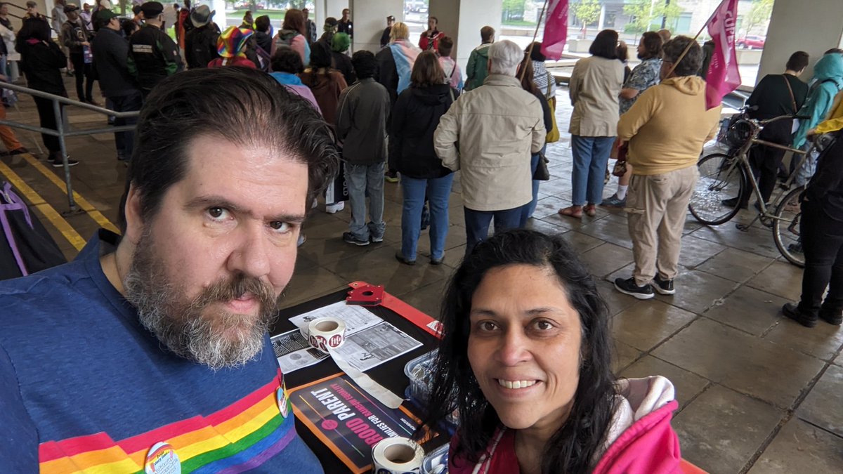 HDLC tabling at the Rainbow Equality Rally at City Hall! What a great show of solidarity! Thanks to many delegates and affiliate members for showing up!