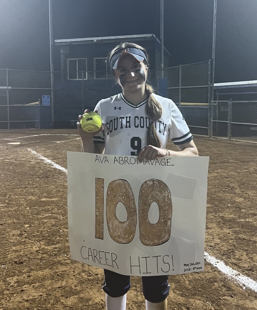 Ava Abromavage 2025 (@abromavageava) on Twitter photo I am humbled and blessed to have reached my 100th career hit as a Stallion!! Thank you to all my teammates and coaches for helping me along the way! <a href="/DrCoachBrown5/">Megan Brown PhD</a> <a href="/JordanLMcNary/">Jordan McNary</a> <a href="/LongwoodSB/">Longwood Softball</a> <a href="/SoCoSoftball/">South County Softball🥎🥎</a> <a href="/BulletsCornett/">EC Bullets Cornett</a> I am humbled and blessed to have reached my 100th career hit as a Stallion!! Thank you to all my teammates and coaches for helping me along the way! <a href="/DrCoachBrown5/">Megan Brown PhD</a> <a href="/JordanLMcNary/">Jordan McNary</a> <a href="/LongwoodSB/">Longwood Softball</a> <a href="/SoCoSoftball/">South County Softball🥎🥎</a> <a href="/BulletsCornett/">EC Bullets Cornett</a>