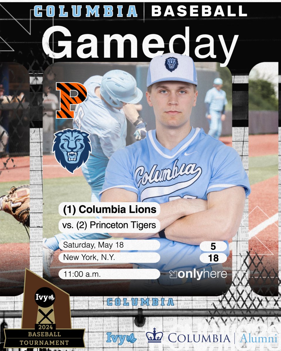 Time to battle with the season on the line ⚾️ Presented by @ColumbiaAlumniA 🆚 (2) Princeton 🕚 11 a.m. 📍 🗽 🏟️ Robertson Field at Satow Field 🎟️ bit.ly/3QNQtMC 📊 bit.ly/3JzlfDu 📺 es.pn/3QL1EWj #RoarLionRoar🦁 #OnlyHere🗽