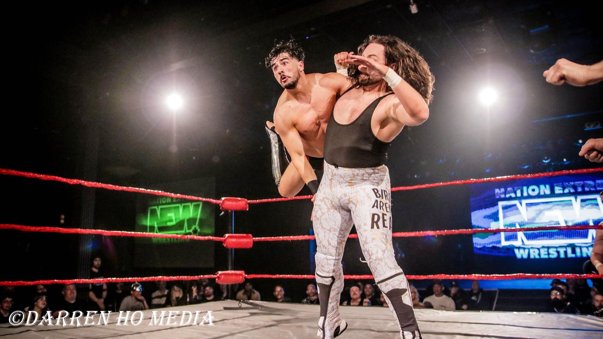 Sinner & Saint (@proTWilliams & @thejudasicarus) vs. @Ellieboy98 & @RealEliSurge at @NEWWrestlingInc in Vancouver, BC at the @commodorevcr on May 10, 2024. (1/4) #NationExtremeWrestling #NEWDark #prowrestlingphotography #prowrestling #professionalwrestling #sports