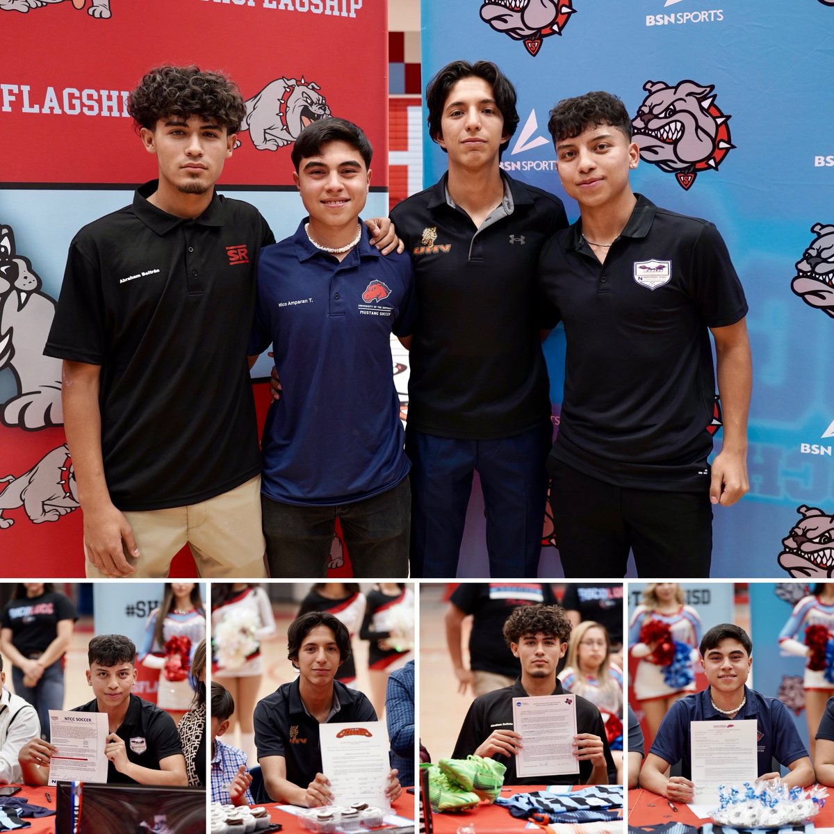 Socorro High School had four student-athletes sign their letters of intent today to play sports and further their education at Sul Ross State University, University of the Southwest, University of Houston – Victoria, and Northeast Texas Community College. Congrats, Bulldogs!