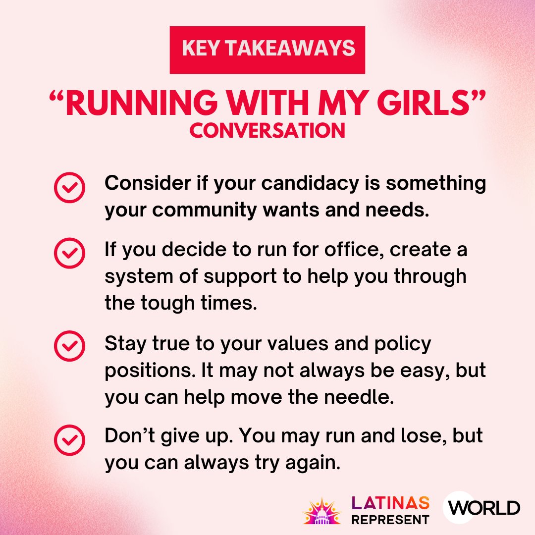 Catch the exclusive "Running with My Girls" conversation featuring the filmmaker and dynamic Latinas from the film! Learn from their genuine camaraderie as they share their journeys and offer practical advice for aspiring candidates. 

Watch now bit.ly/RWMGevent