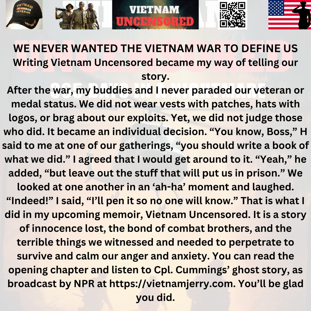 WE NEVER WANTED THE VIETNAM
WAR TO DEFINE US
Writing Vietnam Uncensored became
my way of telling our story.
vietnavmjerry.com
@LeslieJ_78
@Gigi_Rule
@PeterMa1948son
@IAN_AuthorPromo
@MusicForWorldP2