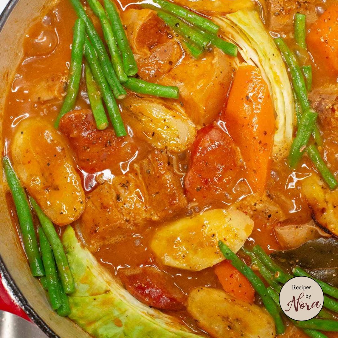 recipesbynora's tweet photo. This Pork Pochero recipe is a delicious Filipino stew with tender pork belly in a light tomato sauce, setting it apart from other heavy tomato-based stews.

✅ PRINTABLE recipe at: https://t.co/50hieeRlMb 

#porkpochero #porkstew #filipinostew #pochero #filipinofood #filipino https://t.co/X6pXg0amgO