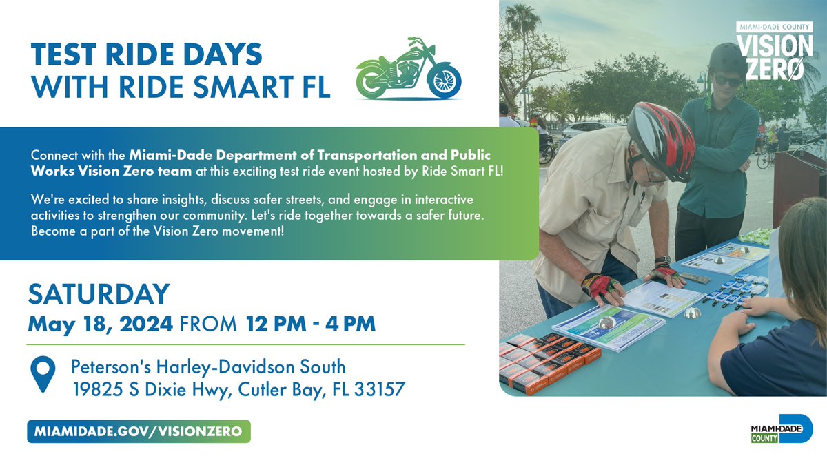 Connect with our Vision Zero team at this exciting test ride event hosted by @RideSmartFL!