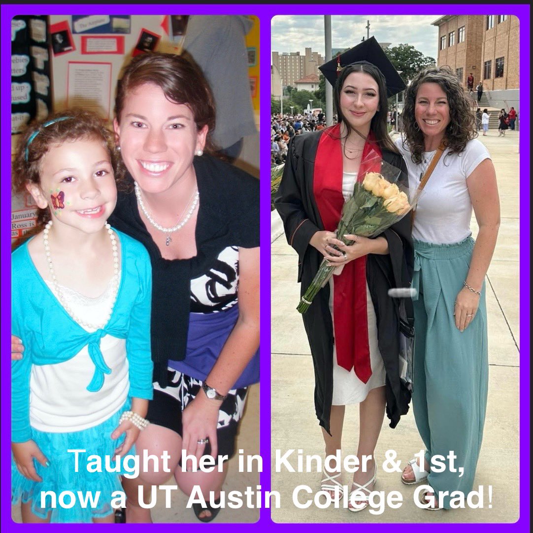 Pretty amazing to have witnessed this young lady grow up! Taught her in Kinder & 1st. I received her college graduation announcement & was blessed to be able to attend her college graduation from UT Austin. Great seeing her again along with her wonderful family 🥰 I 💜 my job