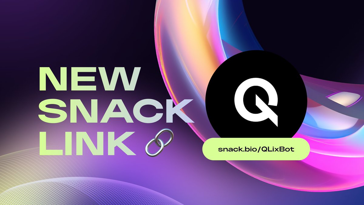 It is great to see new projects picking $SNACK as their go-to resource.

@qlixbot is building solutions to address the industry's liquidity challenges and privacy concerns.

$QLIX acts as a bridge, seamlessly connecting different blockchain ecosystems and uses a mixer to