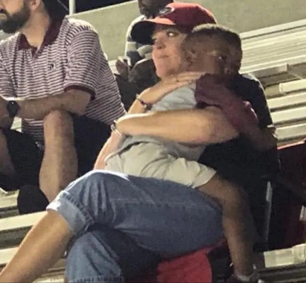 I want more of this! More I said! Star wrote: 'I don’t know who this lady is, but if you know her, tell her she’s awesome. At our last home game two weeks ago, Isaiah walked up to this lady. He sat on her lap, and they were talking like they knew each other. It lasted no more