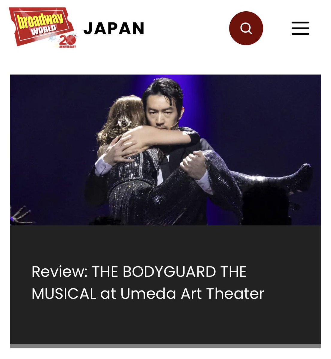 #TheBodyGuardthemusical ‘s #review is now on @BroadwayWorld ! #WhitneyHouston and   #KevinCostner ‘s iconic movie, #TheBodyguard is back as #musical in #Japan ✨

@MayJamileh @BodyguardNIPPON