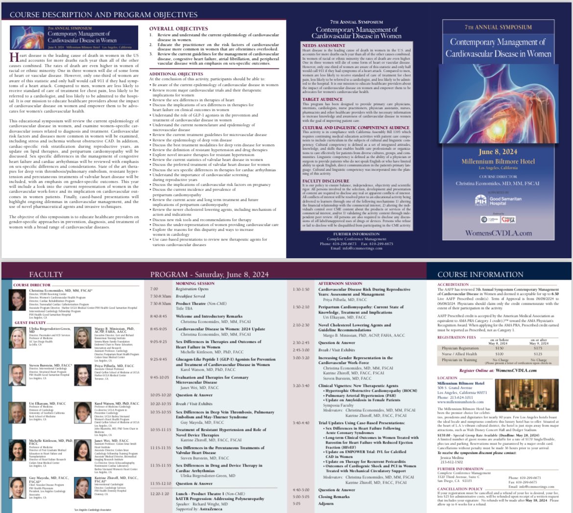 Join us for a fantastic lineup of speakers at the 7TH ANNUAL Contemporary Management of Cardiovascular Disease in Women Symposium June 8 in Los Angeles! @DrMarthaGulati @AleeshaShaikMD @NehaChandraMD @datsunian