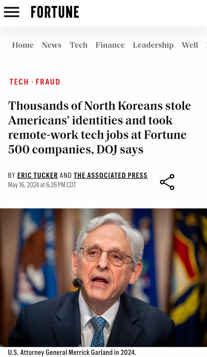 Fortune 500 companies are literally employing North Koreans. Meanwhile @SenWarren and @GaryGensler going after crypto