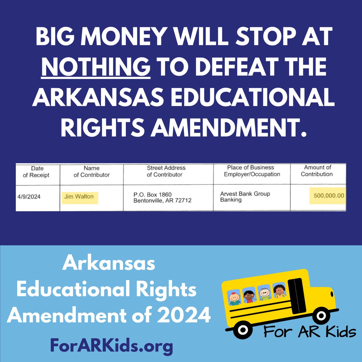 ForARKids's tweet image. Our opposition knows what we know, that if the Arkansas Educational Rights Amendment gets on the ballot this November, it will pass with overwhelming support. That's why they'll stop at nothing to see it fail. 

This is an all volunteer movement and we will not be deterred. We…