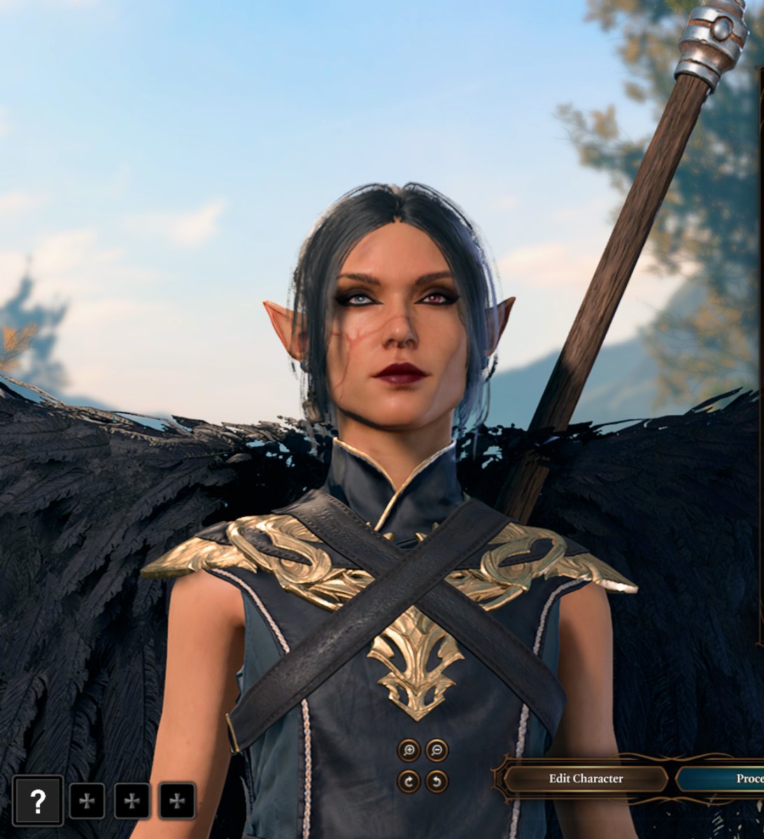 AND THEN we have my fallen aasimar blood hunter delilah :3 they are also a pirate :3