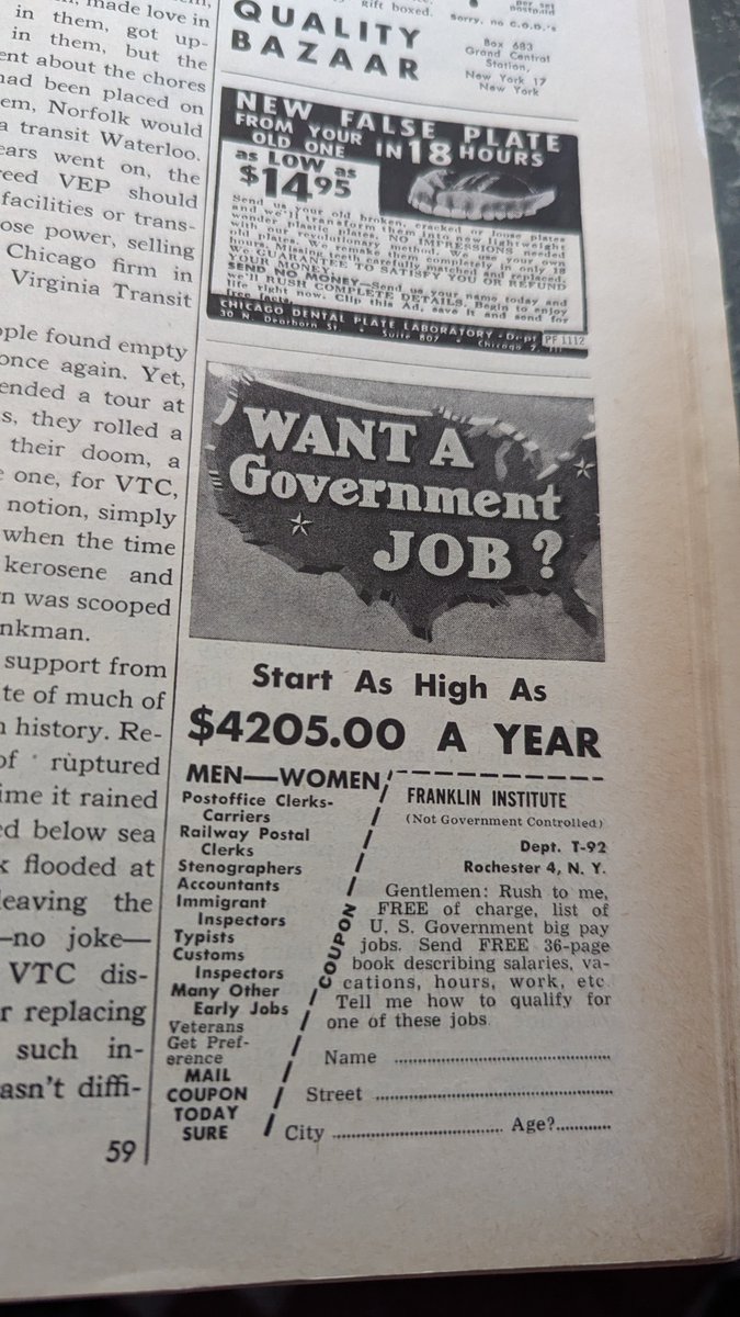 Back when you could buy a house and put your kids through college with that type of salary. Railroad Magazine - 1955
