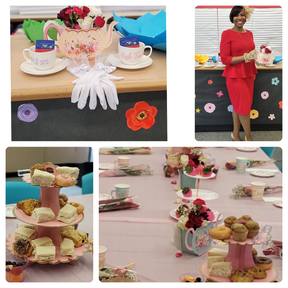 PS375Jackie's tweet photo. High Tea with Principal Geters honoring the special ladies of our scholars🫖🌸💐🫖
It was a delightful event ❤️
Special thank you to Ms. Lewis for her magnificent performance⭐️
#JRSHighTea
#JRSPS375DeliveringthePromise
@SheneanL @CSD17NYC @Philton73287848 https://t.co/6uXL5cAoVd