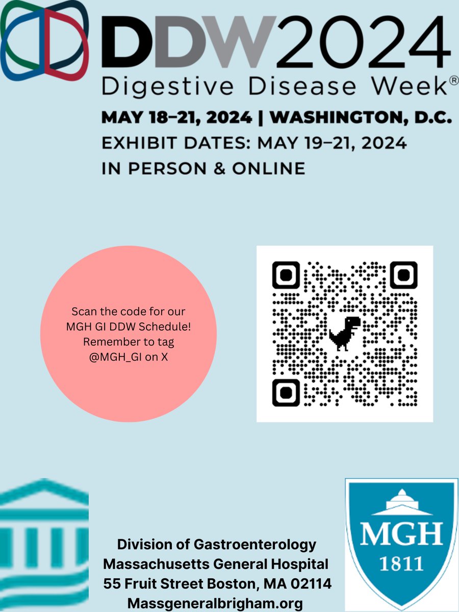 Holding down hepatology this year @MGH_GI so will miss all the amazing work of my colleagues! Check out our QR code to see all the presentations!
