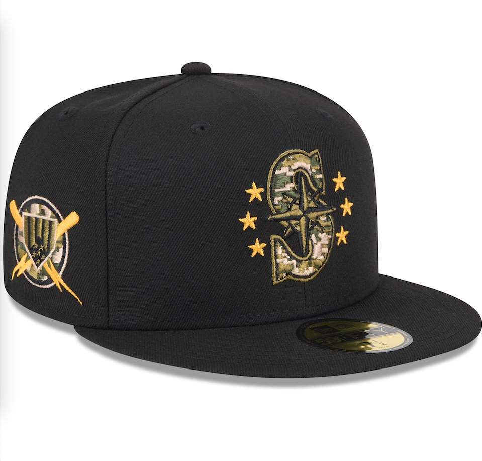 The good news today... The Seattle Mariners Armed Forces hat that they are wearing today are beautiful.