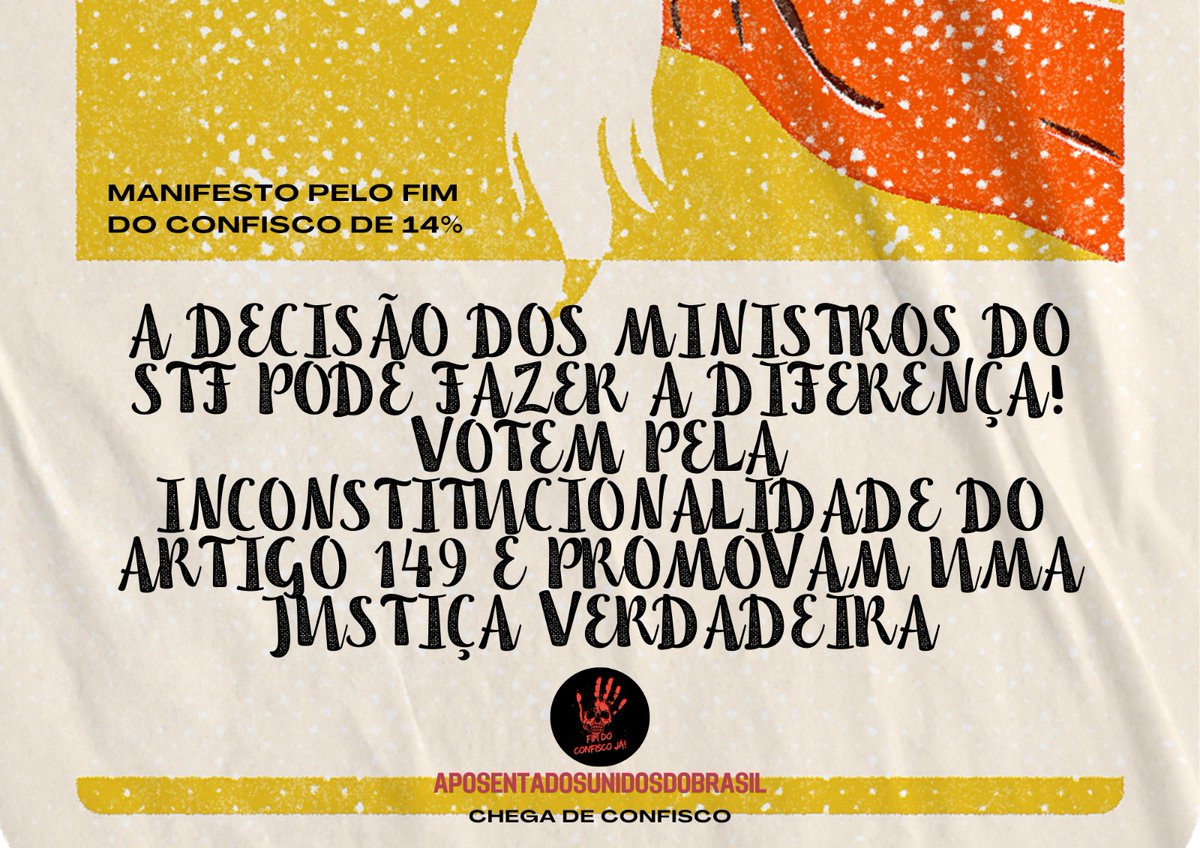 Dry_ie's tweet photo. @SSachelli1 @TofaniniDa @STF_oficial @gilmarmendes @LRobertoBarroso @alexandre "O art.149 da EC103/19 possibilita desconto de 14% nas aposentadorias de Servidores. A correção dessa medida está nas mãos do STF. 
@nunesmarquesK
@MinAMendonca
@Cristianozaninm
@FlavioDino
#LulaResolve
Dignidade Já
#JustiçaParaAposentados" https://t.co/fVDDkzHqTy