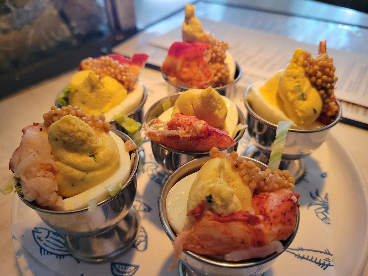 The lobster deviled eggs were so #yumblenaters 🔥 
#iloveeggs #chillinwithTM2 #TM2Verified ✅️ 🐒