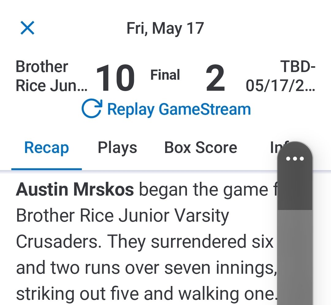Complete game @AustinMrskos1 ! Outstanding!! Way to end your pitching season for #weareBR Finish strong tomorrow! @JenniferMrskos @AbbeyMrskos @AddyMrskos @Ocoglianese @Tim_OBrien10 @Rice_Pride @BR_Baseball