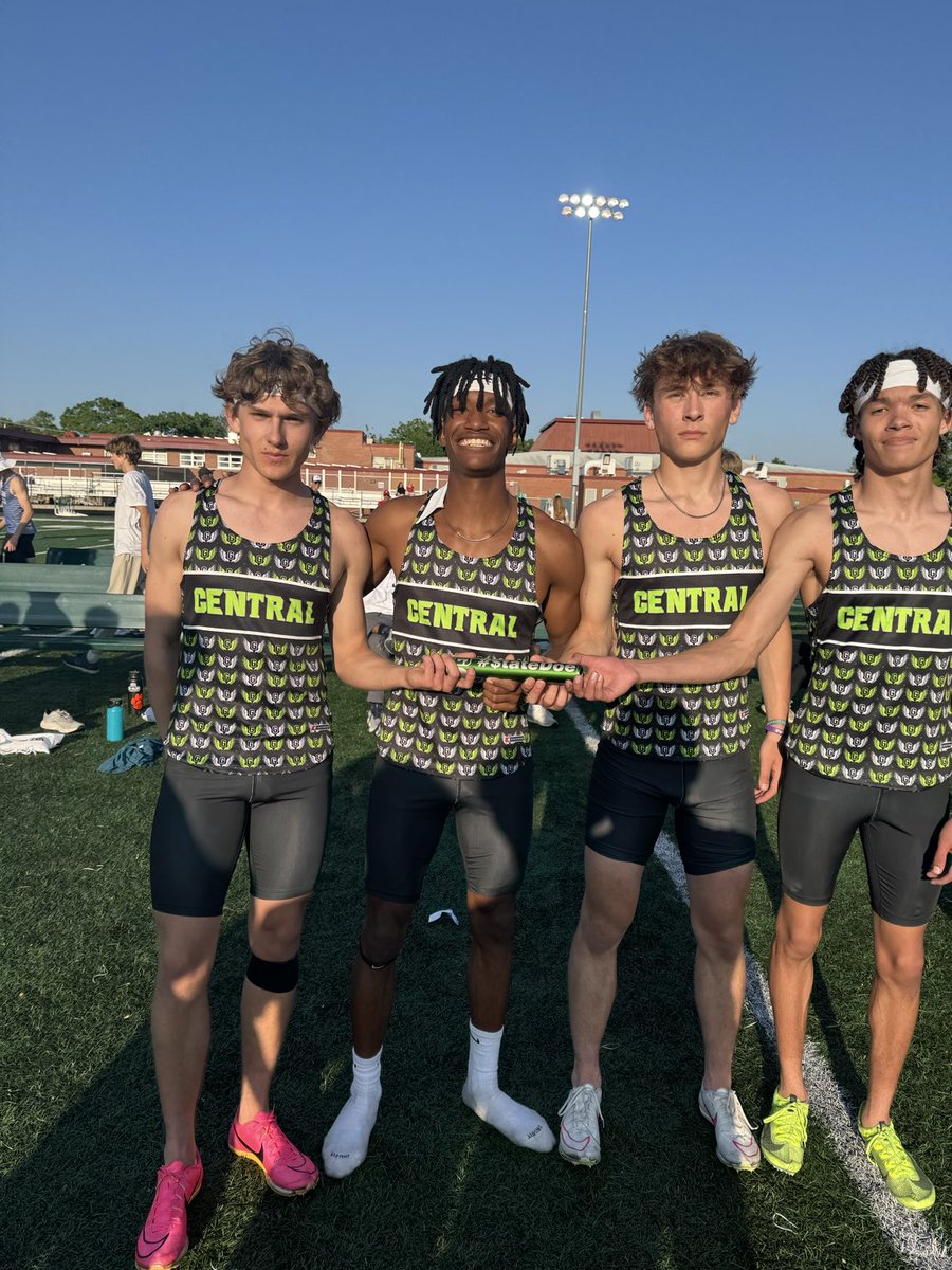 Congratulations to the 4 x 100 team of Bond, Cleaves, Lapidus &amp; Richardson for qualifying for the state track meet and breaking the school record #$tatedoe!!