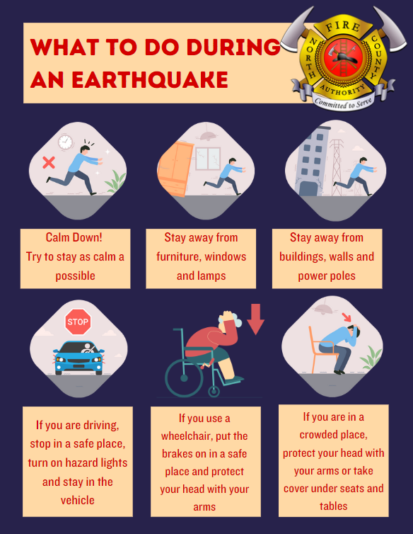 Protect yourself in an earthquake #earthquakesafety. Visit northcountyfire.gov for more safety information.