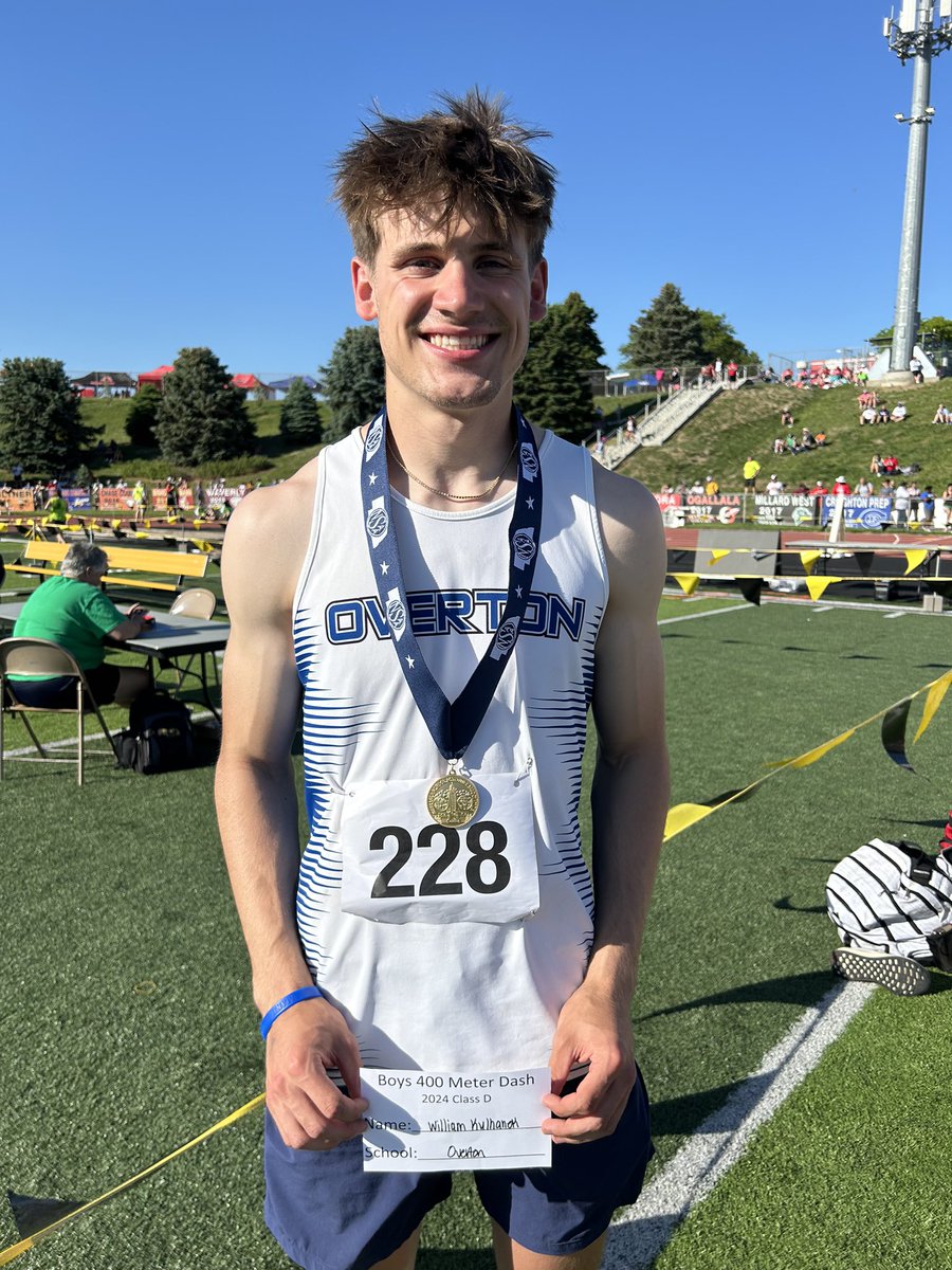 2024 State Champion 🚨 Class D Boys 400m Dash: William Kulhanek, Overton Broke the Class D state and state meet record for the event! #nebpreps
