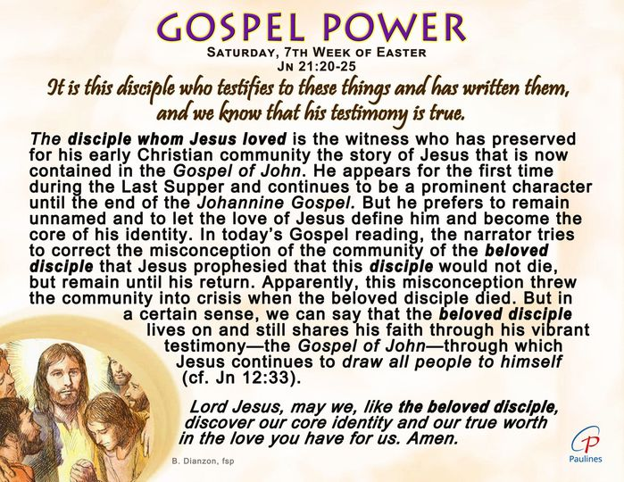 GOSPEL POWER May 18, Saturday, 7th Week of Easter Jn 21:20-25 1st Reading- Acts 28:16-20, 30-31 @aldenrichards02 @mainedcm #BOYCOTTEatBulaga1165 NO TO SOLO PROJECTS ALDUB Pa Rin