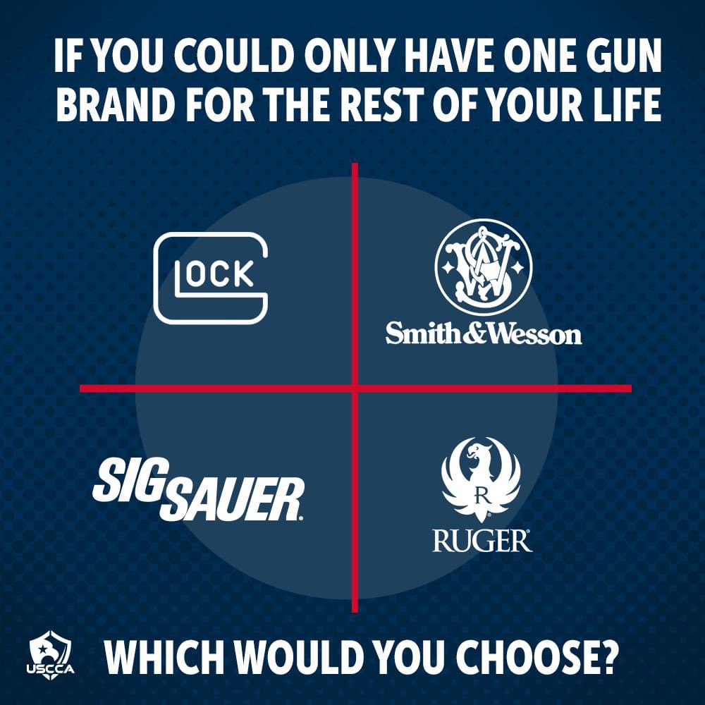 If you could only have ONE gun brand for the rest of your life, which would you choose? #tough #toughchoice #glock #sigsauer #ruger #smithandwesson