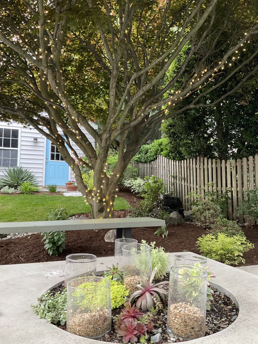 One of the few times I feel a sense of “completion” is after a late afternoon enjoying the after-effect of work in the yard— new mulch, mowed grass, blooming plants and a flourishing cactus garden.