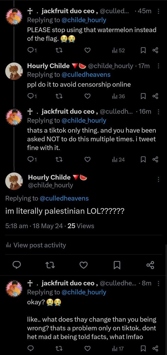 theres something to incredibly wrong with people coming to palestinians accounts and telling them what to do as if we don't already know. as if for years we haven't learned how to evade censorship lol.
