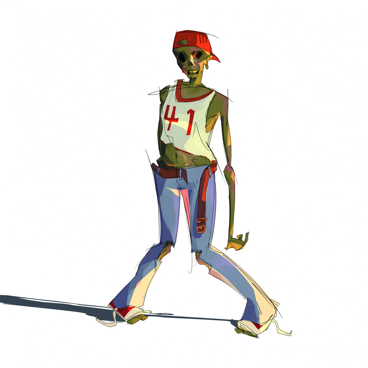 _ynque's tweet image. Sometimes you just feel drawing a zombie. Trying to let myself loosen up a little and shake off some of the painting rust