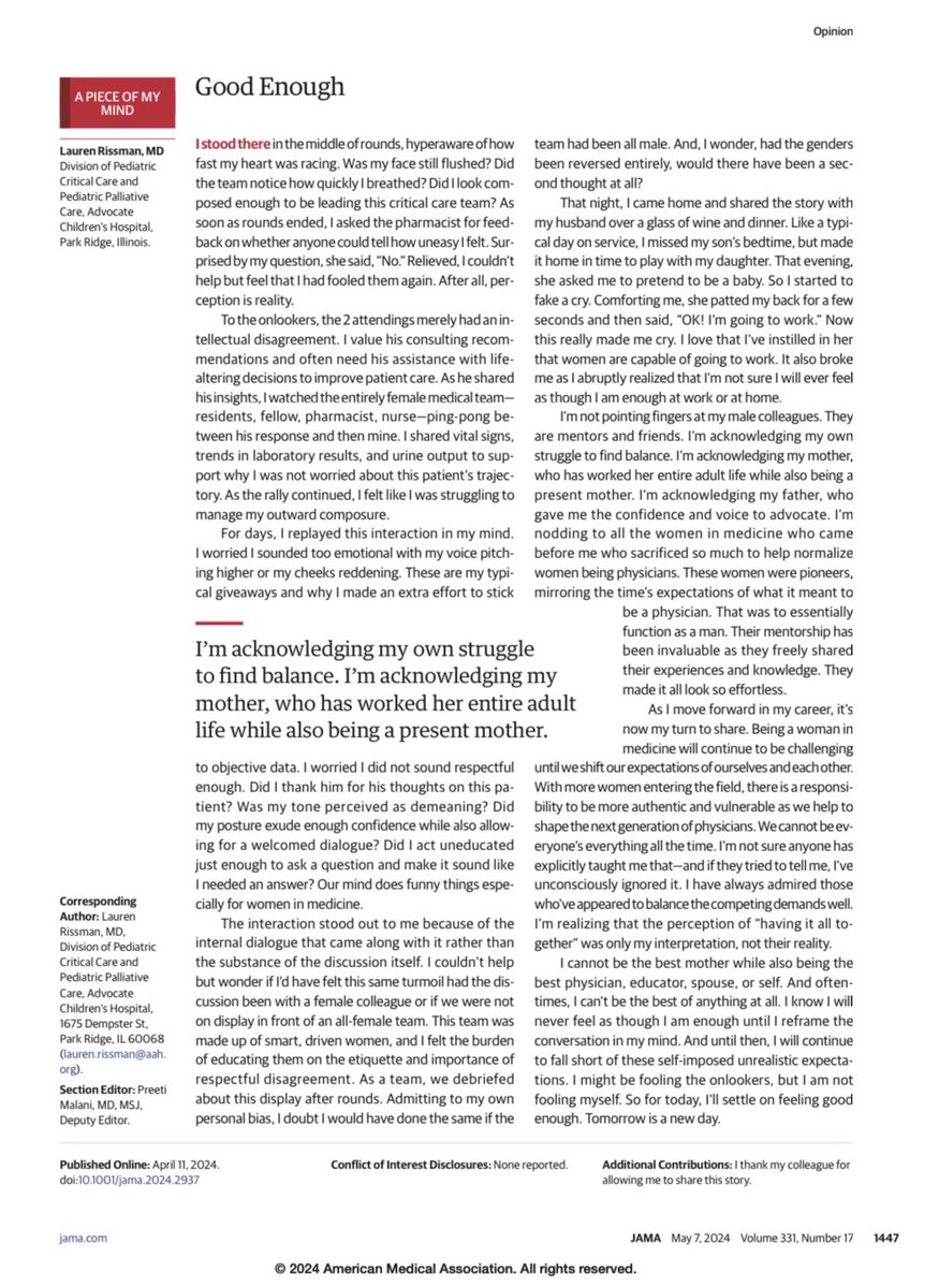 This makes me think of the very wise @TamarGurMDPhD’s Keynote at the @OhioStateWIMS Annual Celebration in 2022 - you can’t have it all at the same time. We can, however, support one another! @JAMA_current @OhioStateMed @OSUWexMed