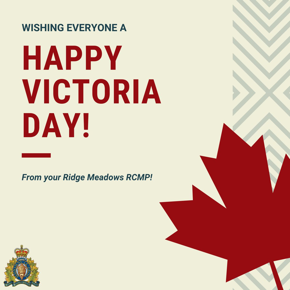 Hey Ridge Meadows, Happy Victoria Day! 👑 Don't forget to stay safe! #MayLongWeekend