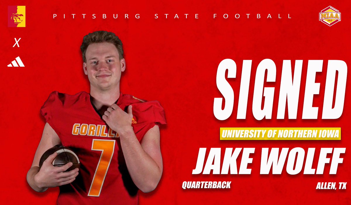 Jake Wolff (@jakewolff8) on Twitter photo Ready to get to work with my new teammates! Excited for this opportunity!
<a href="/GorillasFB/">Pitt State Football</a> #GorillaNation 🦍❤️ Ready to get to work with my new teammates! Excited for this opportunity!
<a href="/GorillasFB/">Pitt State Football</a> #GorillaNation 🦍❤️