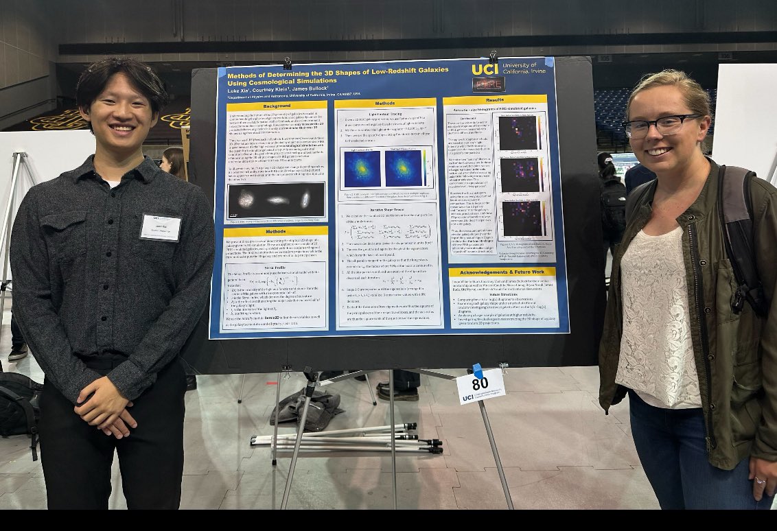 James Bullock (@jbprime) on Twitter photo Congratulations to exceptional <a href="/UCIPhysAstro/">UCI Physics & Astro</a> major Luke Xia for his impressive poster on galaxy shapes at today’s 2024 #UCIrvine Undergraduate Research Symposium - shown here with PhD student Courtney Klein <a href="/astro_klein/">Courtney Klein</a> who has been an excellent mentor on the project #UROP Congratulations to exceptional <a href="/UCIPhysAstro/">UCI Physics & Astro</a> major Luke Xia for his impressive poster on galaxy shapes at today’s 2024 #UCIrvine Undergraduate Research Symposium - shown here with PhD student Courtney Klein <a href="/astro_klein/">Courtney Klein</a> who has been an excellent mentor on the project #UROP