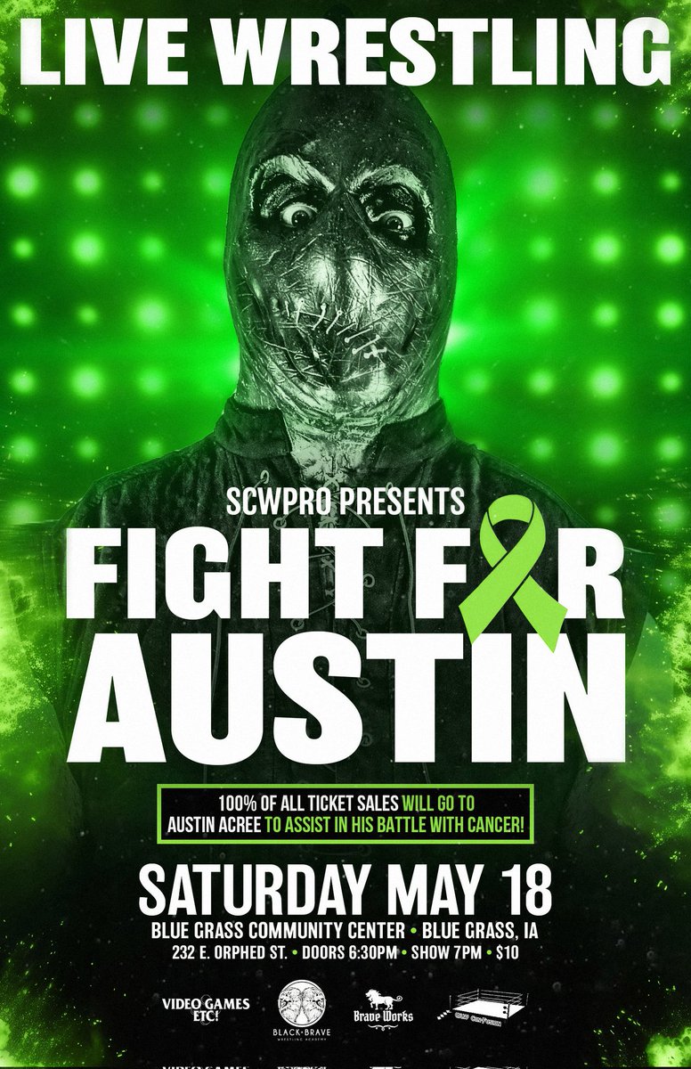 🚨 TOMORROW NIGHT 🚨

This one is bigger than wrestling...

Please come out to the Blue Grass Community Center &amp; support our friend, our brother, <a href="/Garrote_1/">Garrote</a>!

🔹 7pm start
🔹 Tix just $10

100% of all ticket sales will go to Austin to assist in his battle w/ cancer! #SmackDown